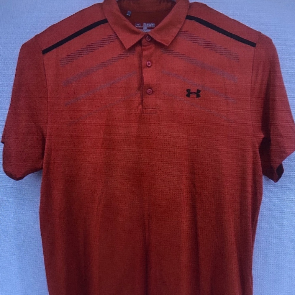 Under Armour Men’s Orange Short-Sleeve Performance Polo with Black Accents